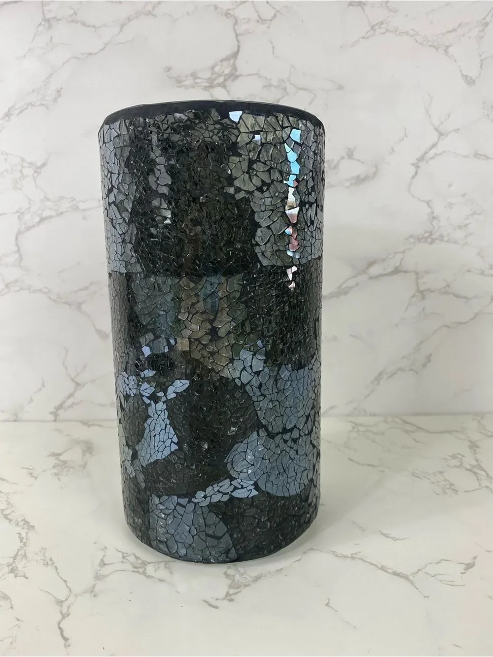 Black Iridescent Mosaic Glass Vase